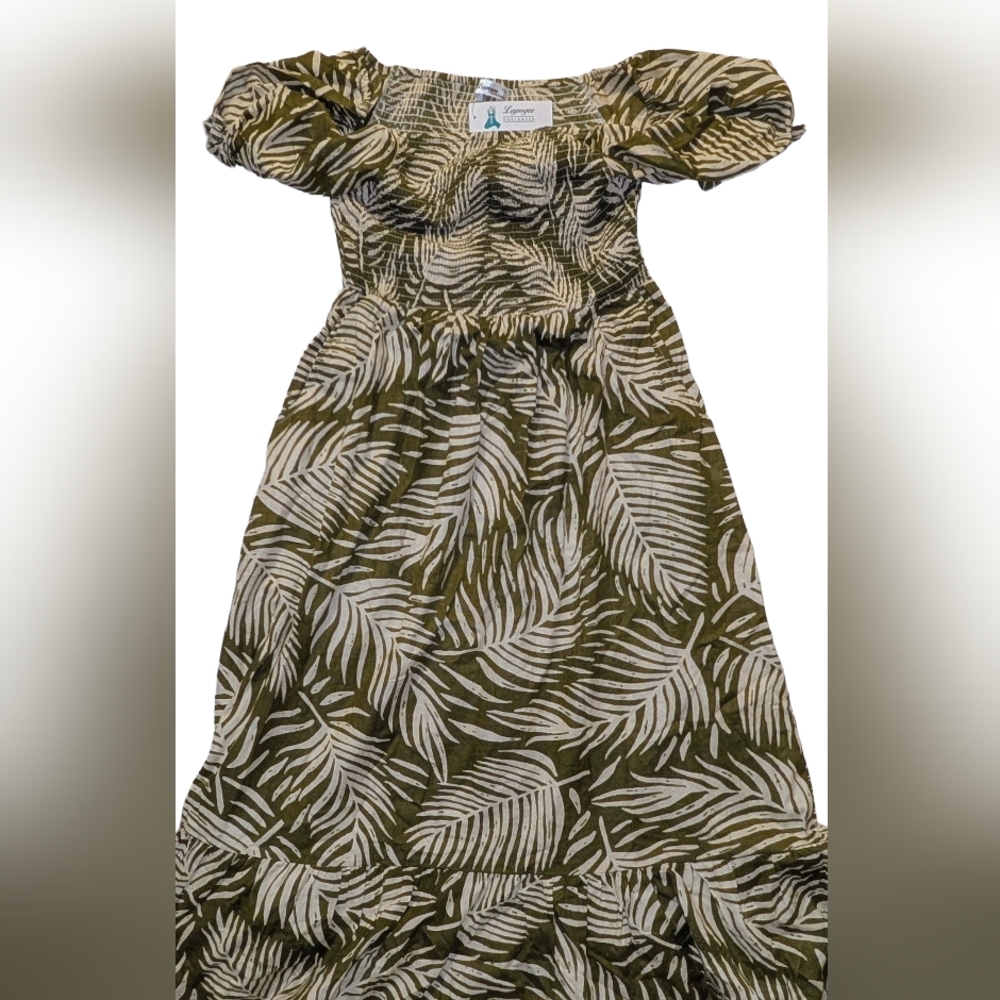 Tropical Leaf Print Kids Dress
